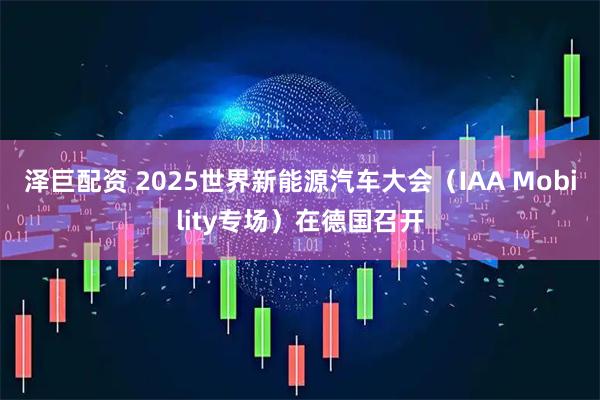 泽巨配资 2025世界新能源汽车大会（IAA Mobility专场）在德国召开