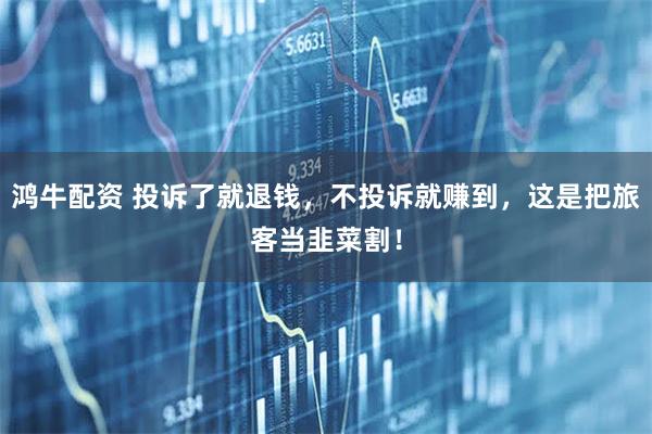 鸿牛配资 投诉了就退钱，不投诉就赚到，这是把旅客当韭菜割！